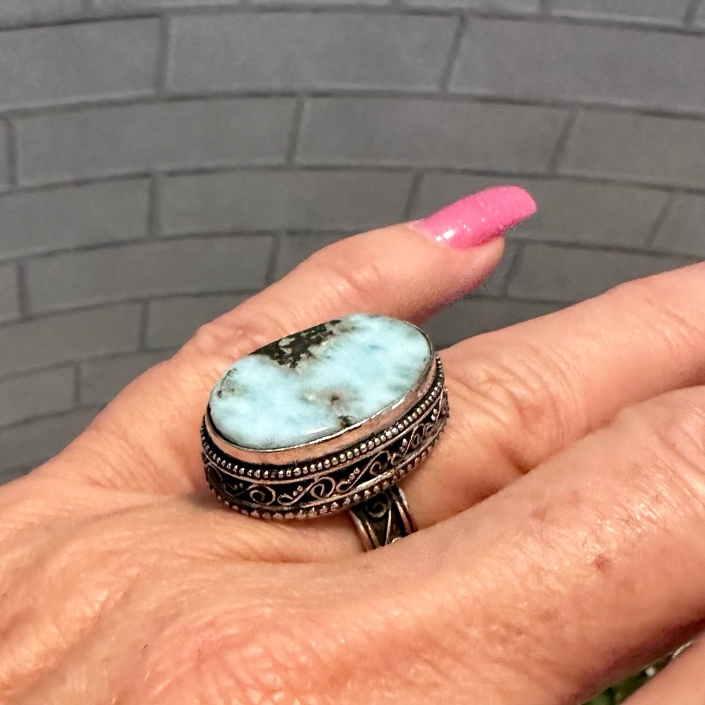 Larimar Stone 925ss Ring - image 1